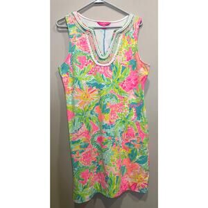 Lilly Pulitzer Harper Sleeveless Shift Dress Multi Sunshine State of Mind Sz Lg